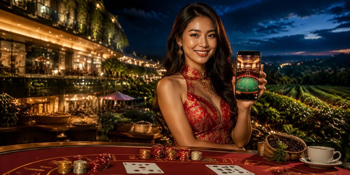 Cảnh cá cược casino tại Vũng Tàu với hình ảnh nón lá truyền thống Việt Nam